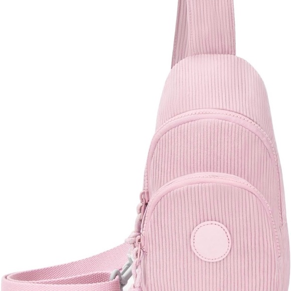 Neverwhy Handbags - Elegant Pink Corduroy Backpack Crossbody Women Bag Large NWT
